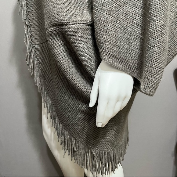 Marvelush Fringed Taupe Open Cardigan -Plus Size (One Size) - Picture 5 of 9